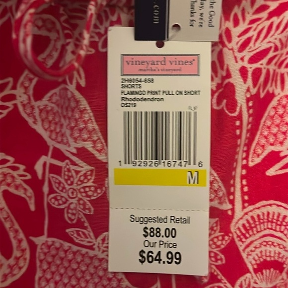 Vineyard Vines Womens Pink Flamingo Print Linen Blend Short NWT Sz Medium Preppy - Picture 7 of 9